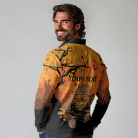 Personalized Halloween Egypt Mummy Long Sleeve Polo Shirt Trick or Treat - Wonder Print Shop