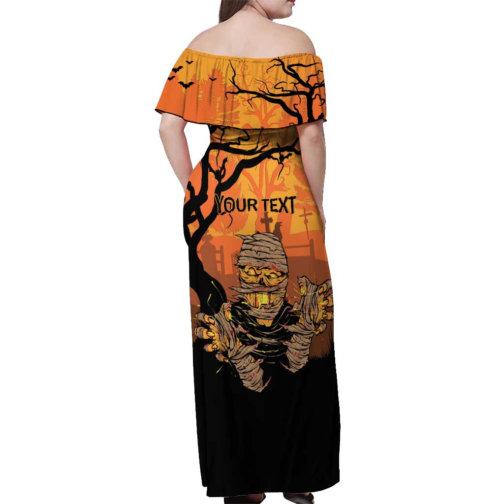 Personalized Halloween Egypt Mummy Off Shoulder Maxi Dress Trick or Treat - Wonder Print Shop