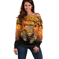 Personalized Halloween Egypt Mummy Off Shoulder Sweater Trick or Treat - Wonder Print Shop
