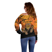 Personalized Halloween Egypt Mummy Off Shoulder Sweater Trick or Treat - Wonder Print Shop