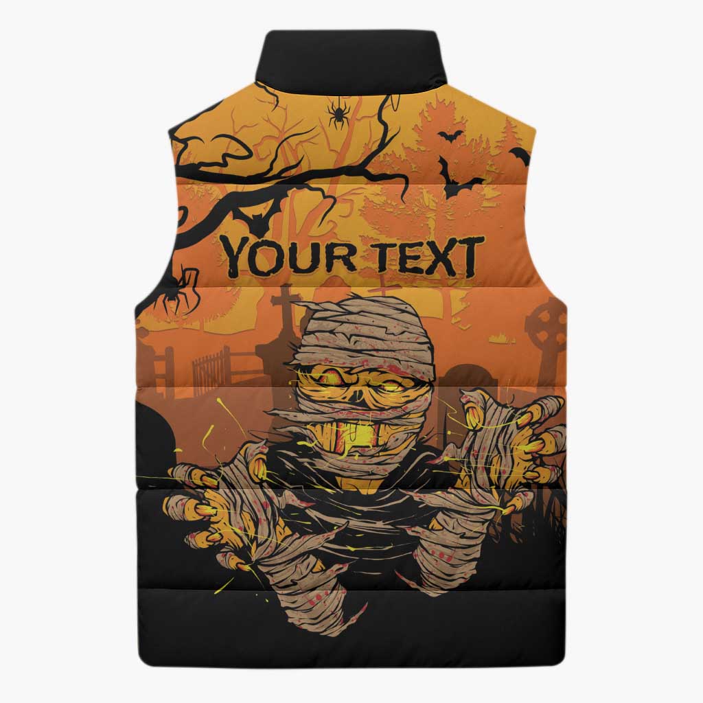 Personalized Halloween Egypt Mummy Sleeveless Puffer Jacket Trick or Treat - Wonder Print Shop