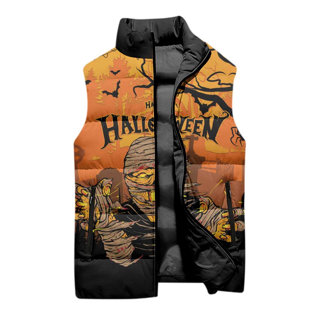 Personalized Halloween Egypt Mummy Sleeveless Puffer Jacket Trick or Treat - Wonder Print Shop