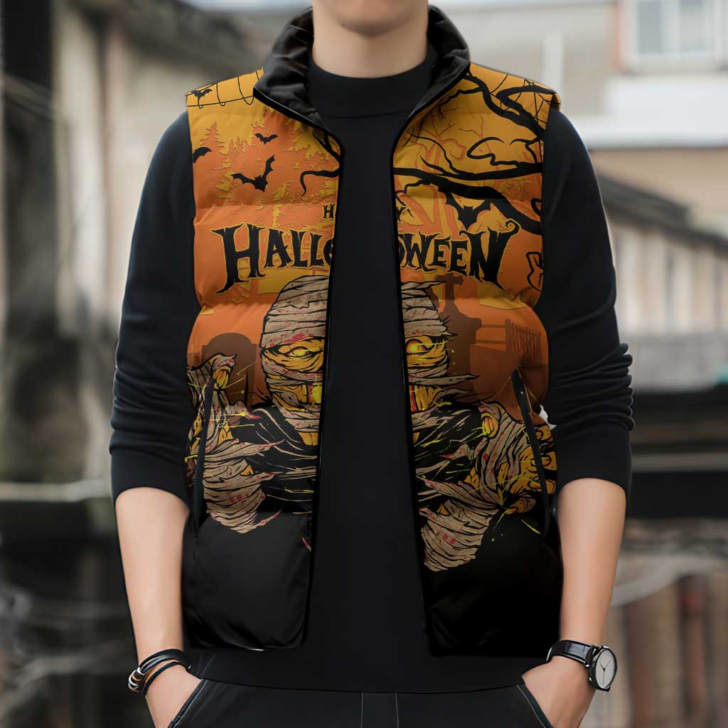 Personalized Halloween Egypt Mummy Sleeveless Puffer Jacket Trick or Treat - Wonder Print Shop