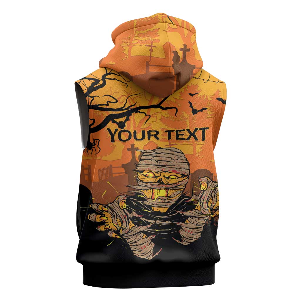 Personalized Halloween Egypt Mummy Sleeveless Zip Hoodie Trick or Treat - Wonder Print Shop