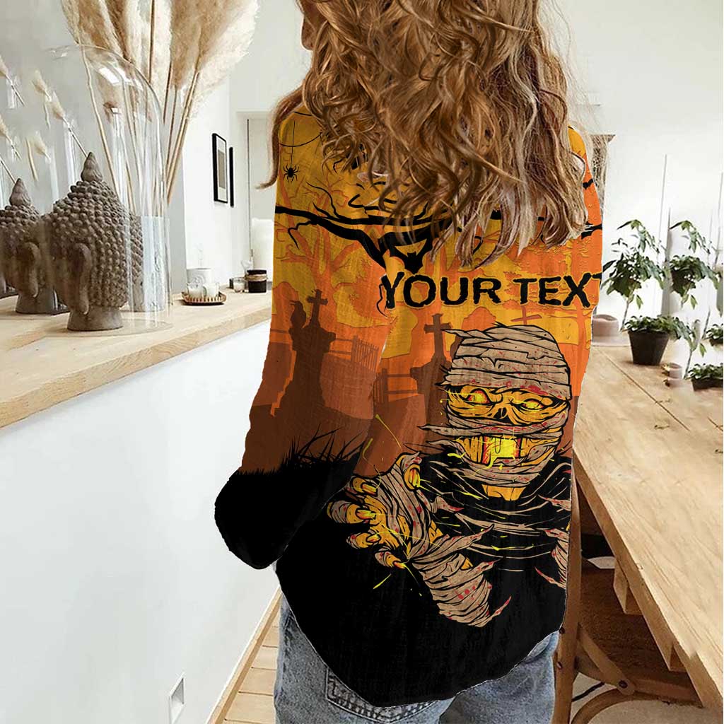Personalized Halloween Egypt Mummy Women Casual Shirt Trick or Treat - Wonder Print Shop