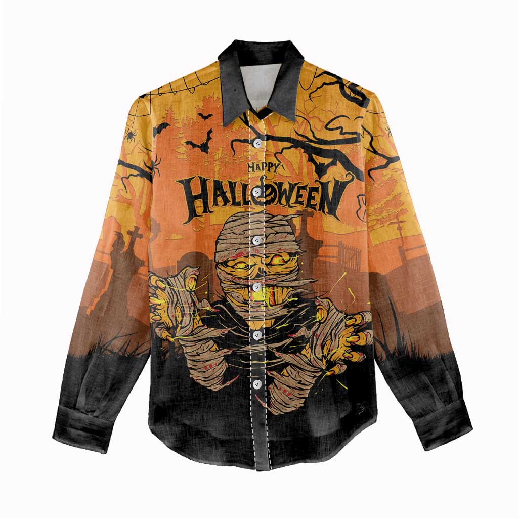 Personalized Halloween Egypt Mummy Women Casual Shirt Trick or Treat - Wonder Print Shop
