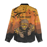 Personalized Halloween Egypt Mummy Women Casual Shirt Trick or Treat - Wonder Print Shop