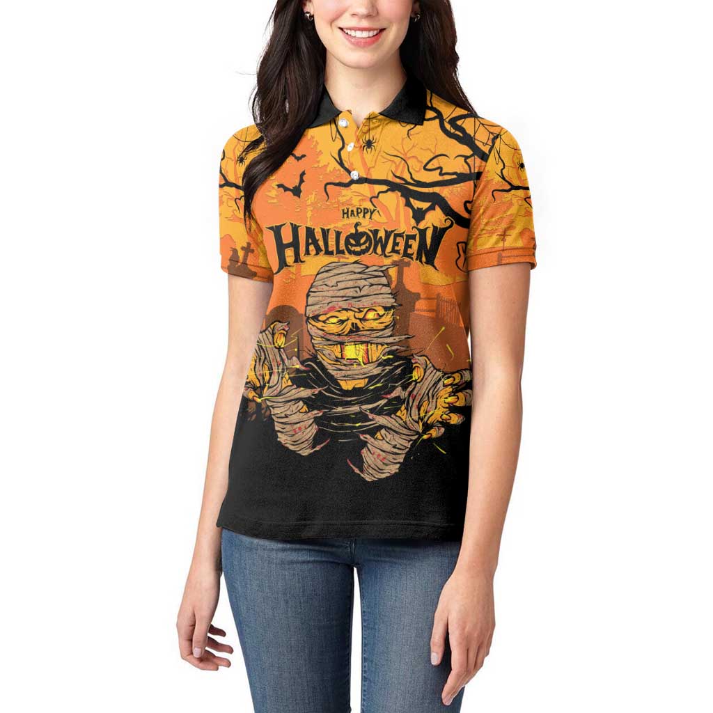 Personalized Halloween Egypt Mummy Women Polo Shirt Trick or Treat - Wonder Print Shop