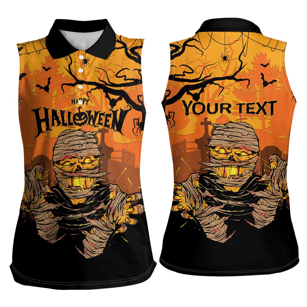 Personalized Halloween Egypt Mummy Women Sleeveless Polo Shirt Trick or Treat - Wonder Print Shop