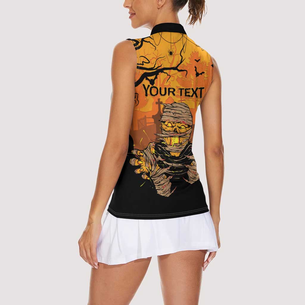 Personalized Halloween Egypt Mummy Women Sleeveless Polo Shirt Trick or Treat - Wonder Print Shop
