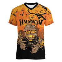 Personalized Halloween Egypt Mummy Women V-Neck T-Shirt Trick or Treat - Wonder Print Shop