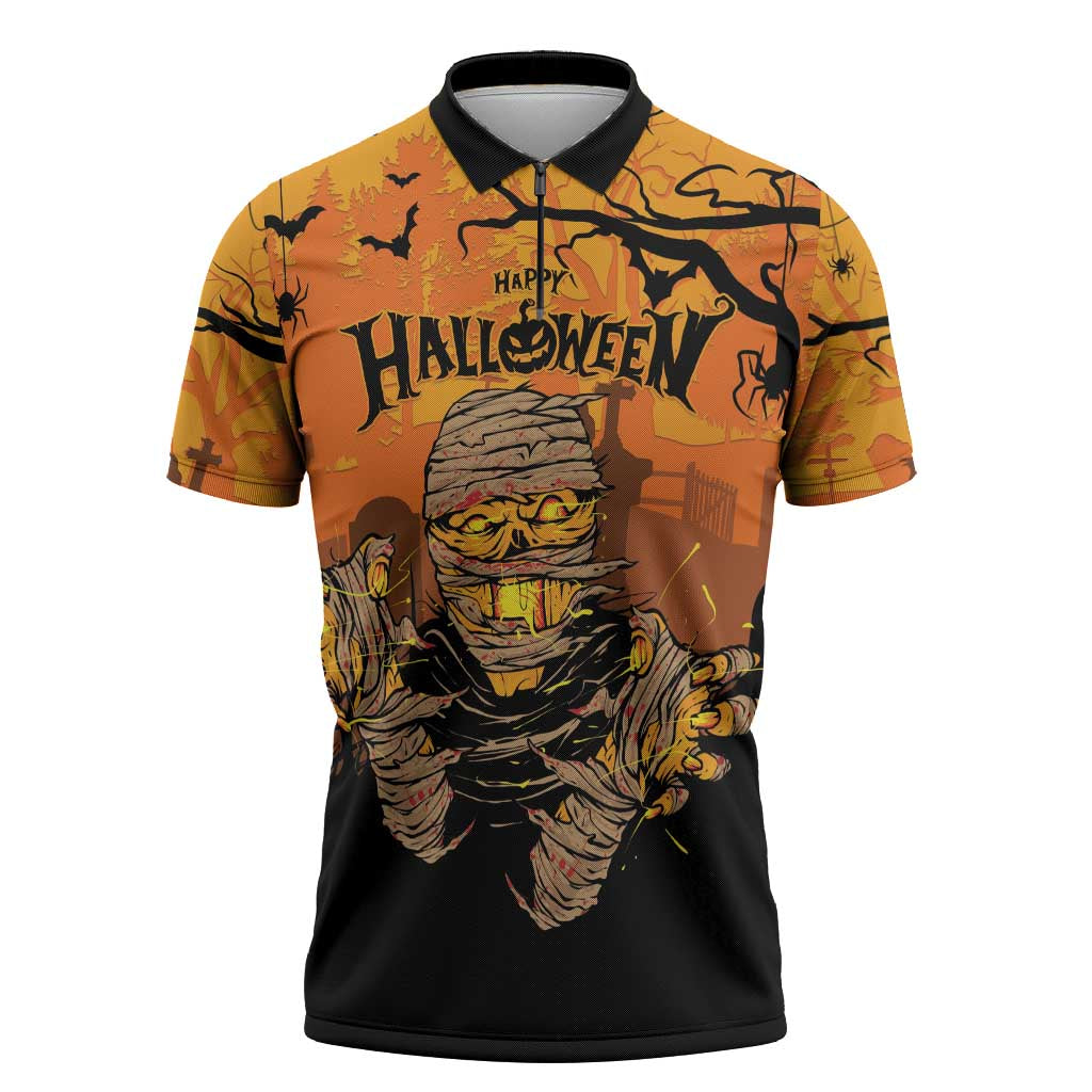 Personalized Halloween Egypt Mummy Zipper Polo Shirt Trick or Treat - Wonder Print Shop