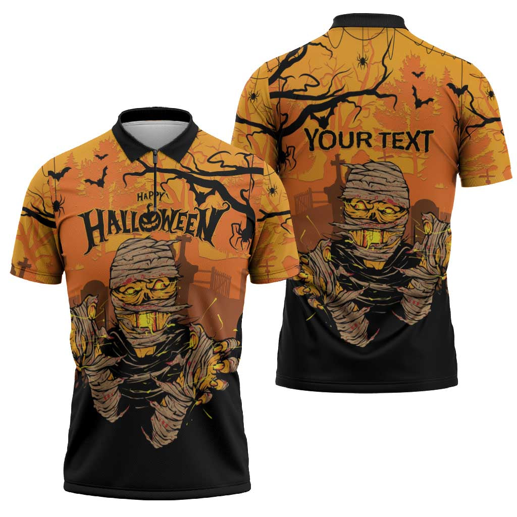 Personalized Halloween Egypt Mummy Zipper Polo Shirt Trick or Treat - Wonder Print Shop