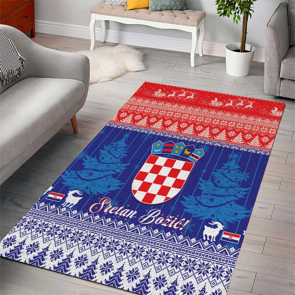 Croatia Christmas Area Rug Coat Of Arms Sretan Bozic - Wonder Print Shop