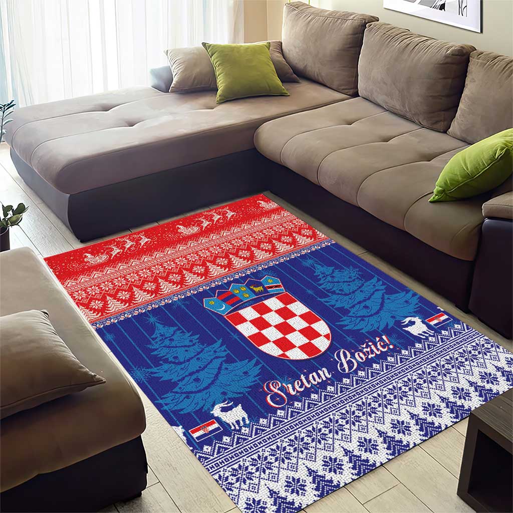 Croatia Christmas Area Rug Coat Of Arms Sretan Bozic - Wonder Print Shop