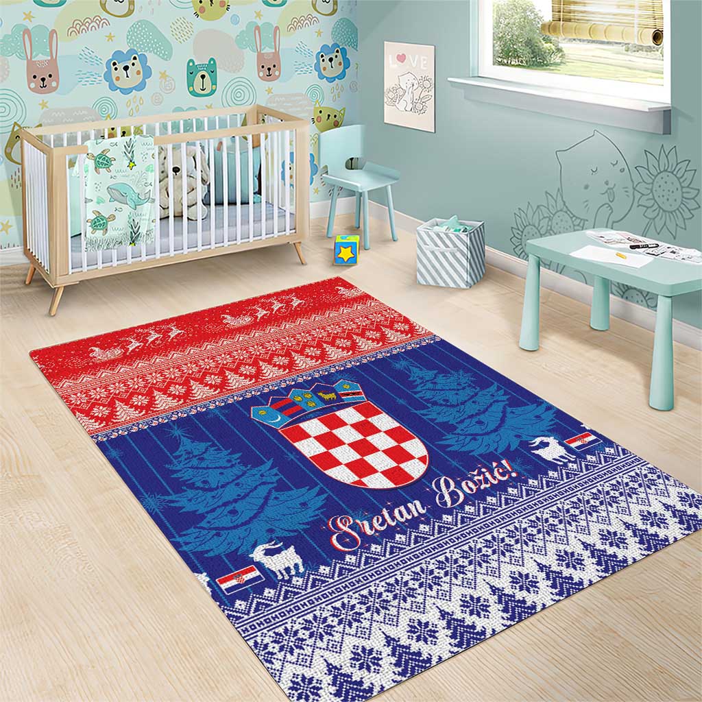 Croatia Christmas Area Rug Coat Of Arms Sretan Bozic - Wonder Print Shop