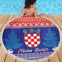 Croatia Christmas Beach Blanket Coat Of Arms Sretan Bozic - Wonder Print Shop