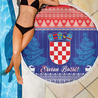 Croatia Christmas Beach Blanket Coat Of Arms Sretan Bozic - Wonder Print Shop