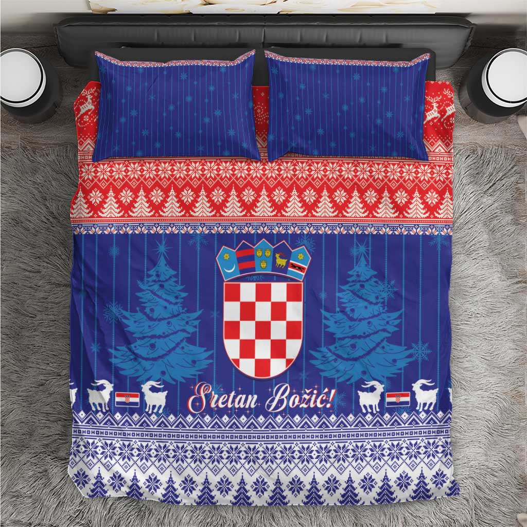 Croatia Christmas Bedding Set Coat Of Arms Sretan Bozic - Wonder Print Shop