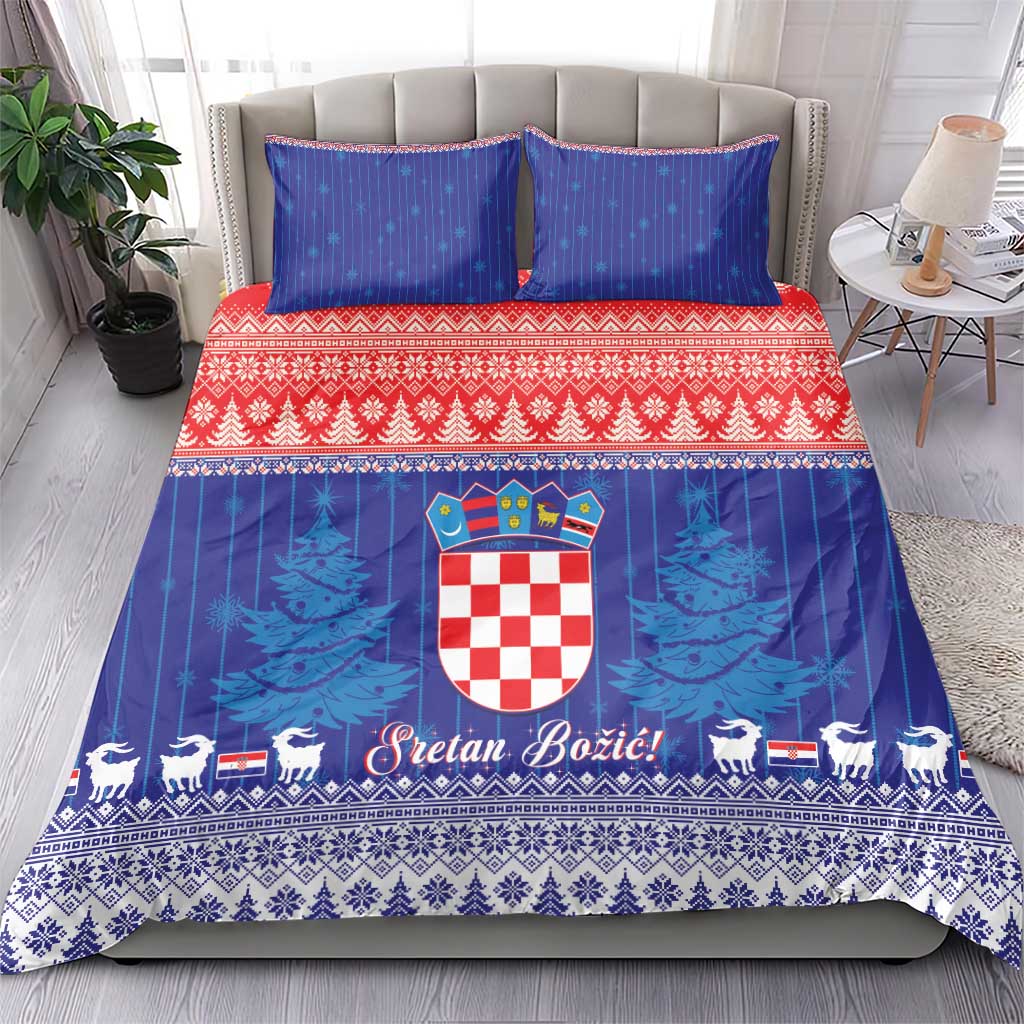 Croatia Christmas Bedding Set Coat Of Arms Sretan Bozic - Wonder Print Shop