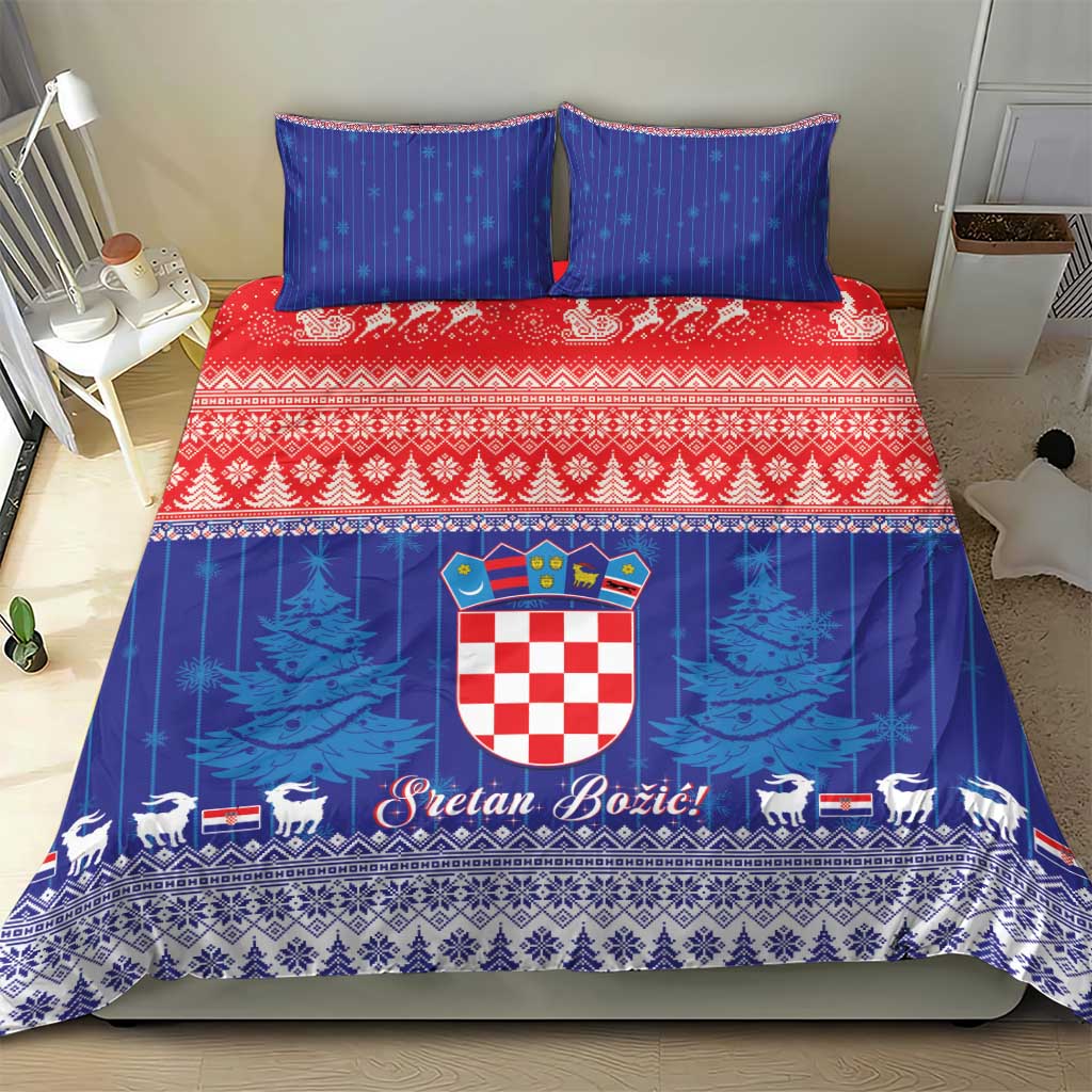Croatia Christmas Bedding Set Coat Of Arms Sretan Bozic - Wonder Print Shop