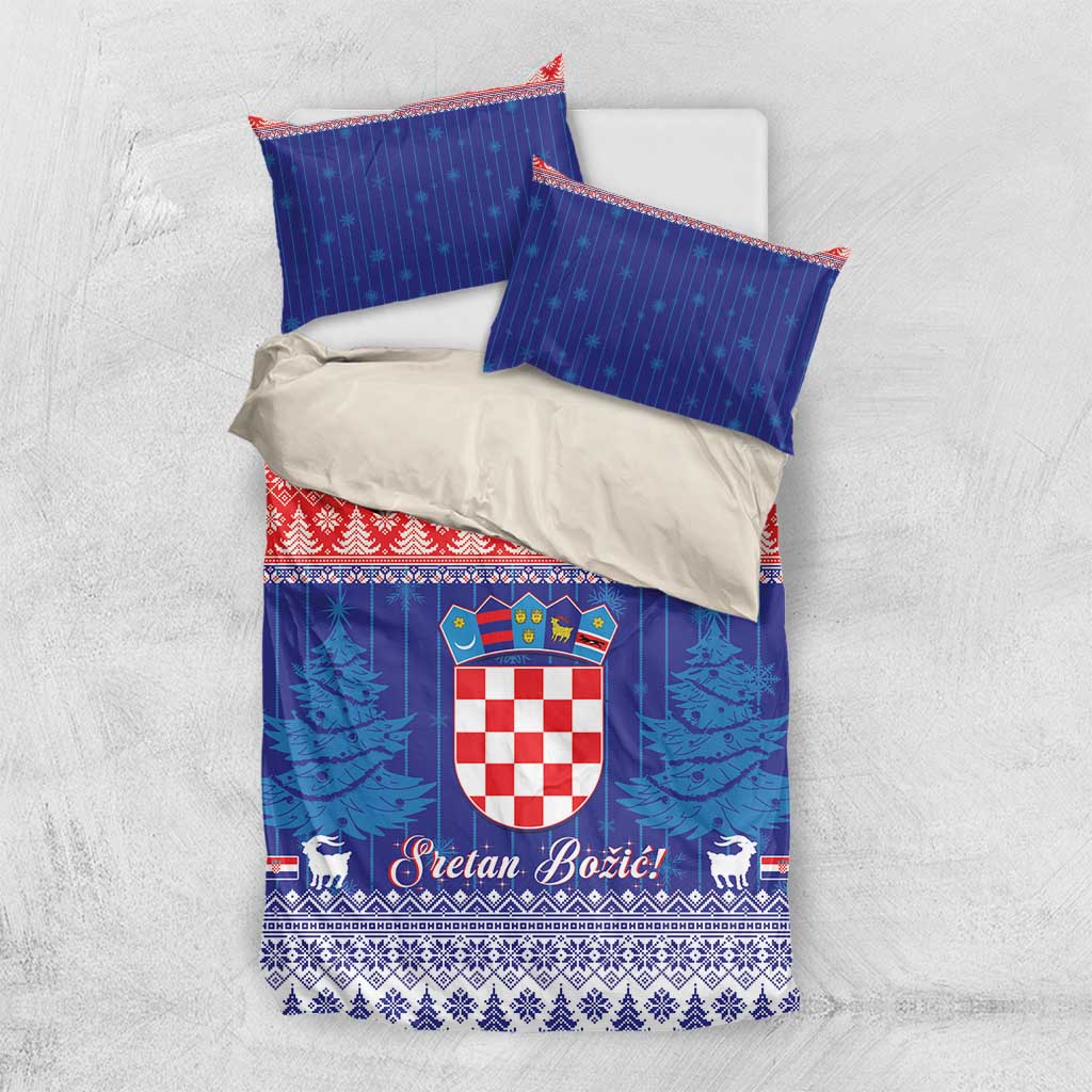 Croatia Christmas Bedding Set Coat Of Arms Sretan Bozic - Wonder Print Shop