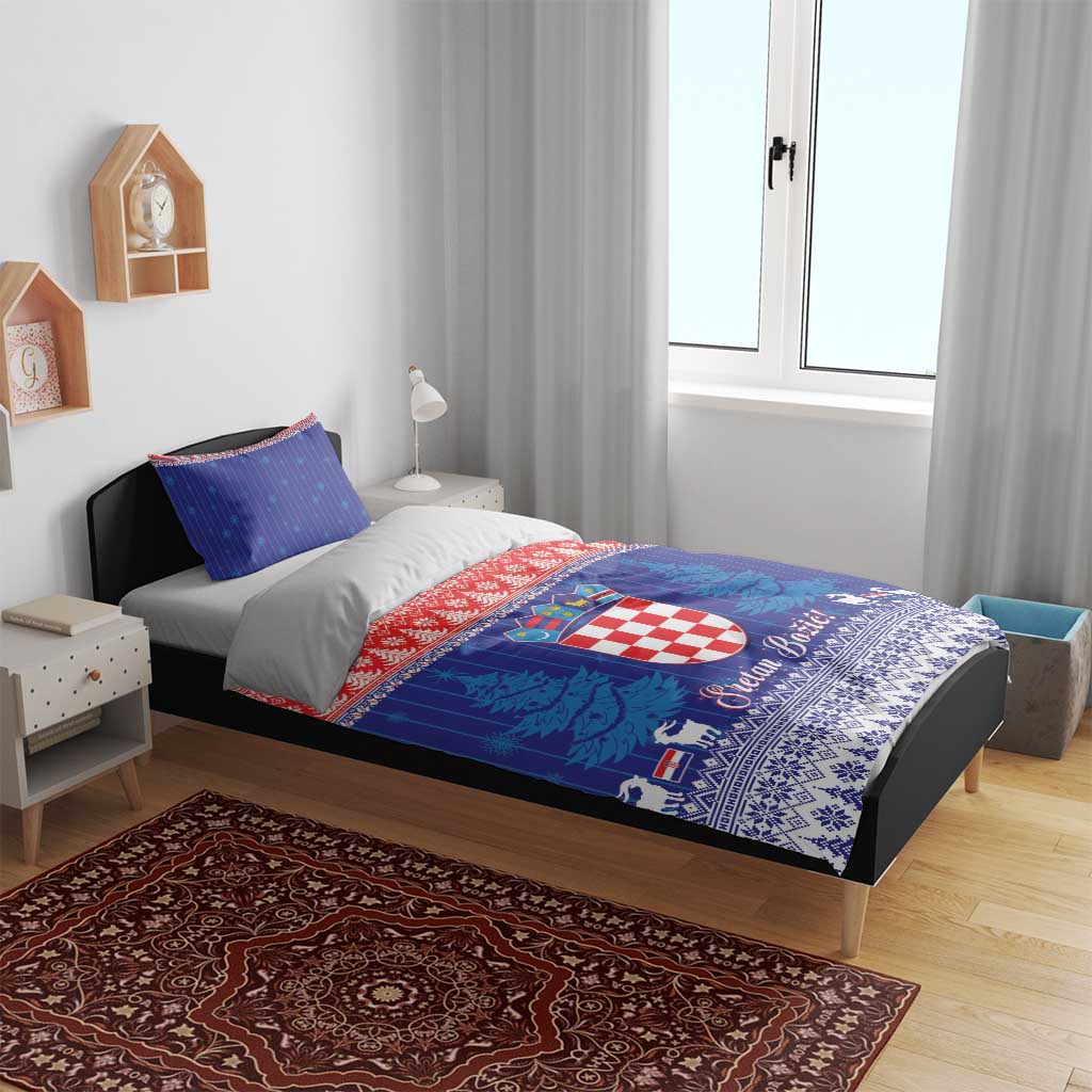 Croatia Christmas Bedding Set Coat Of Arms Sretan Bozic - Wonder Print Shop