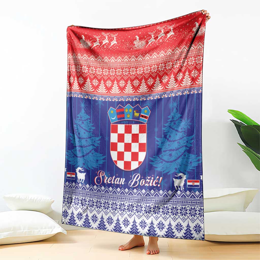 Croatia Christmas Blanket Coat Of Arms Sretan Bozic