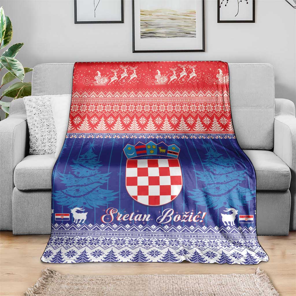 Croatia Christmas Blanket Coat Of Arms Sretan Bozic