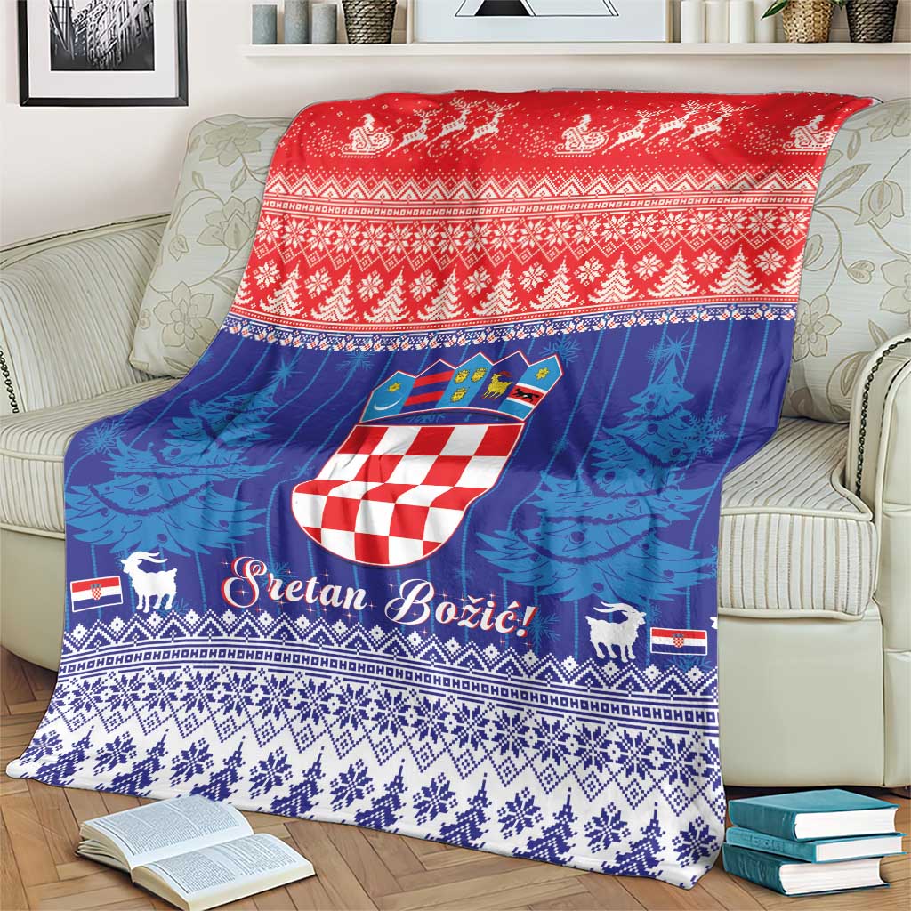 Croatia Christmas Blanket Coat Of Arms Sretan Bozic