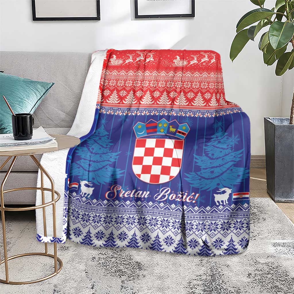 Croatia Christmas Blanket Coat Of Arms Sretan Bozic