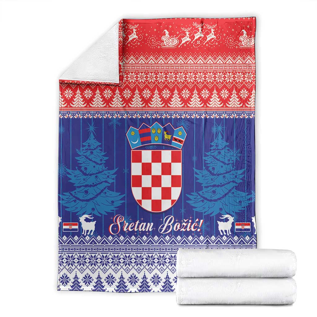 Croatia Christmas Blanket Coat Of Arms Sretan Bozic