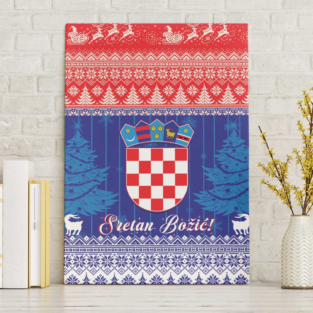 Croatia Christmas Canvas Wall Art Coat Of Arms Sretan Bozic - Wonder Print Shop