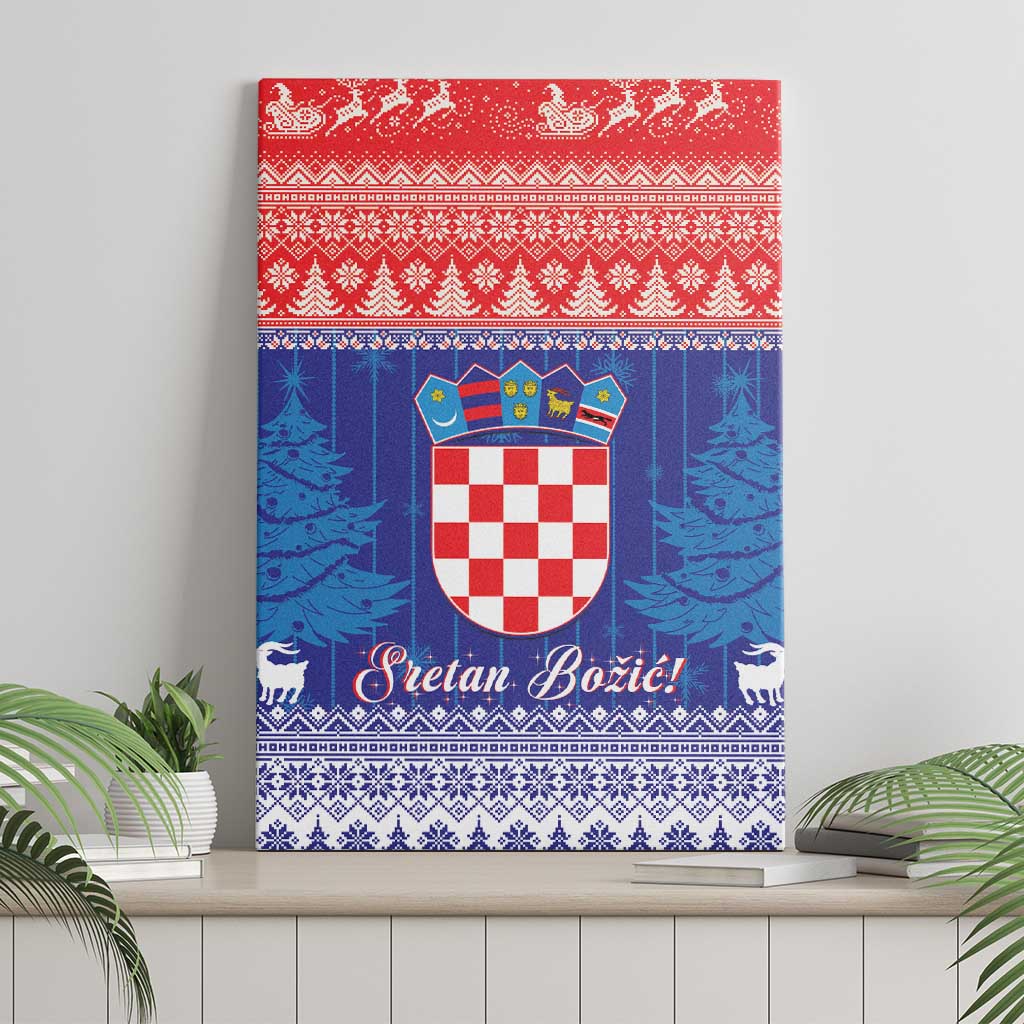 Croatia Christmas Canvas Wall Art Coat Of Arms Sretan Bozic - Wonder Print Shop