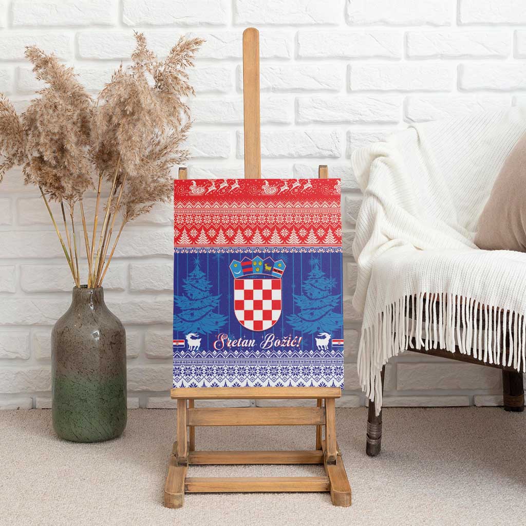 Croatia Christmas Canvas Wall Art Coat Of Arms Sretan Bozic - Wonder Print Shop