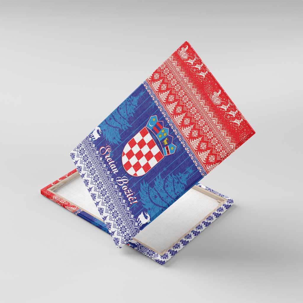 Croatia Christmas Canvas Wall Art Coat Of Arms Sretan Bozic - Wonder Print Shop