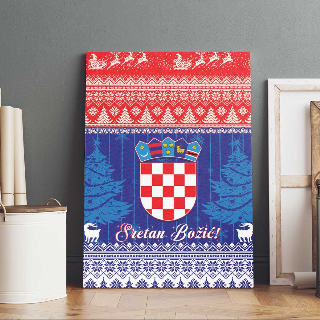 Croatia Christmas Canvas Wall Art Coat Of Arms Sretan Bozic - Wonder Print Shop