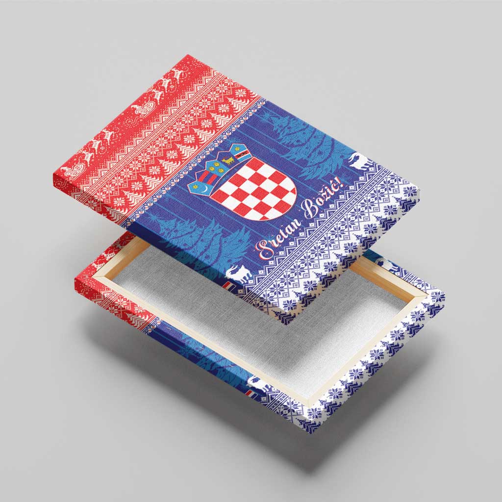 Croatia Christmas Canvas Wall Art Coat Of Arms Sretan Bozic - Wonder Print Shop