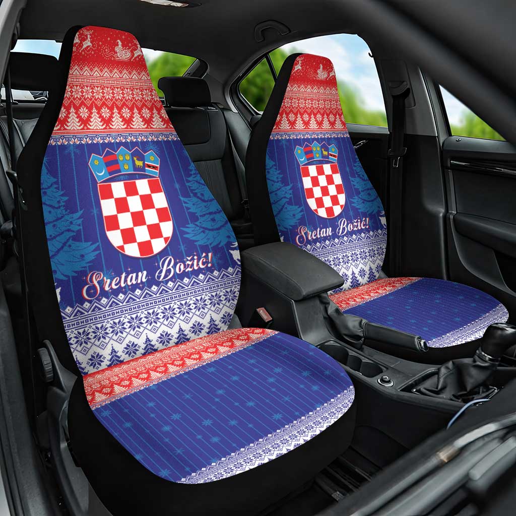 Croatia Christmas Car Seat Cover Coat Of Arms Sretan Bozic - Wonder Print Shop