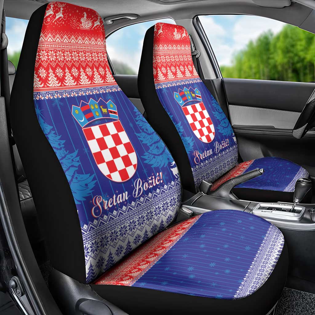 Croatia Christmas Car Seat Cover Coat Of Arms Sretan Bozic - Wonder Print Shop