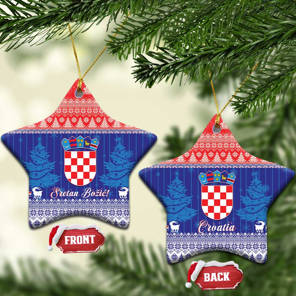 Croatia Christmas Ceramic Ornament Coat Of Arms Sretan Bozic - Wonder Print Shop
