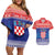 Croatia Christmas Couples Matching Off Shoulder Short Dress and Hawaiian Shirt Coat Of Arms Sretan Bozic - Wonder Print Shop