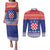 Croatia Christmas Couples Matching Puletasi and Long Sleeve Button Shirt Coat Of Arms Sretan Bozic - Wonder Print Shop