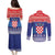 Croatia Christmas Couples Matching Puletasi and Long Sleeve Button Shirt Coat Of Arms Sretan Bozic - Wonder Print Shop