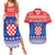 Croatia Christmas Couples Matching Summer Maxi Dress and Hawaiian Shirt Coat Of Arms Sretan Bozic - Wonder Print Shop