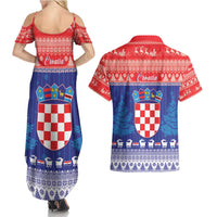 Croatia Christmas Couples Matching Summer Maxi Dress and Hawaiian Shirt Coat Of Arms Sretan Bozic - Wonder Print Shop