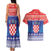 Croatia Christmas Couples Matching Tank Maxi Dress and Hawaiian Shirt Coat Of Arms Sretan Bozic - Wonder Print Shop