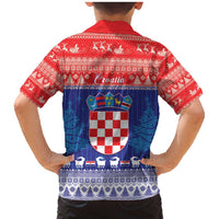 Croatia Christmas Family Matching Mermaid Dress and Hawaiian Shirt Coat Of Arms Sretan Bozic - Wonder Print Shop