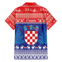 Croatia Christmas Family Matching Off The Shoulder Long Sleeve Dress and Hawaiian Shirt Coat Of Arms Sretan Bozic - Wonder Print Shop