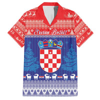 Croatia Christmas Family Matching Off Shoulder Maxi Dress and Hawaiian Shirt Coat Of Arms Sretan Bozic - Wonder Print Shop